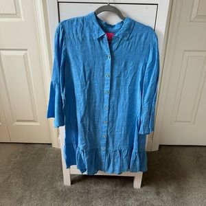NWT Linley Collared Coverup in Beckon Blue x Sea Salt. Sz. S.